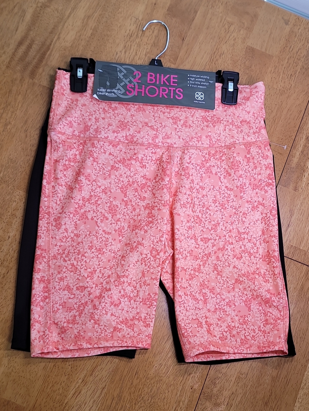 Daisy Fuentes Coral Pattern & Black Bike Shorts - 2 Pack